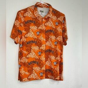 Reyn Spooner Floral Golf Shirt Houston Astros MLB Classic Fit Orange 3XL